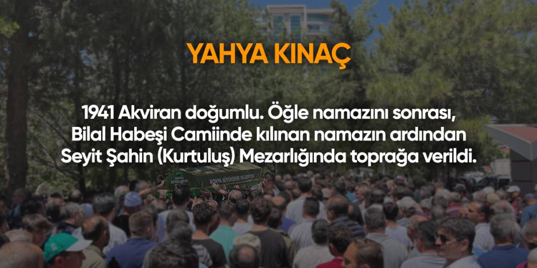 Konya'da bugün vefat edenler | 5 Mart 2025 17